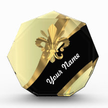 Gold fleur de lys personalized award