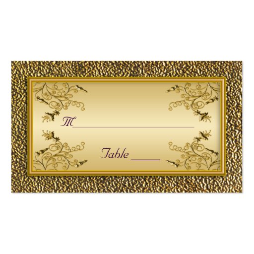 Gold Floral and Purple Placecards Business Card Template (front side)