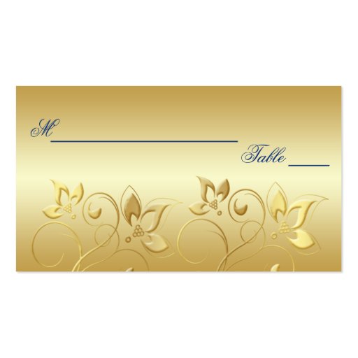 Gold Floral and Royal Blue Placecards Business Card Template