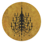 Gold Floral Chandelier Wedding Seal Round Sticker