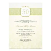 Gold Floral Damask 50th Wedding Anniversary Invite invitations