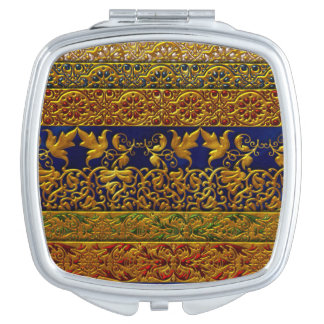 GOLD FLORAL DESIGN COMPACT MIRROR