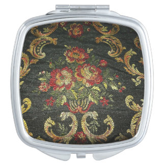 GOLD FLORAL DESIGN COMPACT MIRROR
