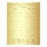 Gold Floral Guest Book Paper Customized Letterhead