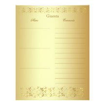 Gold Floral Guest Book Paper Customized Letterhead
