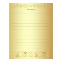 Gold Floral Guest Book Paper Letterhead