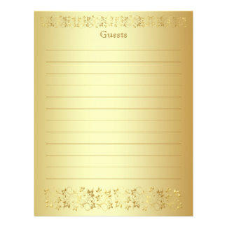 Gold Floral Guest Book Paper Letterhead