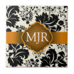 Gold Floral Monogram Keepsake Wedding Favor Tiles