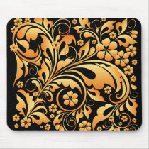 gold floral pattern mousepads