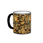 gold floral pattern coffee mug