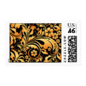 gold floral pattern postage by VioDeSign gold floral pattern postage