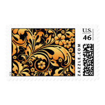 gold floral pattern postage by VioDeSign gold floral pattern postage