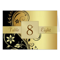 Gold Floral Scroll Table Number Folded Card