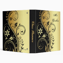 Gold Floral Scroll Teachers Class Planner Binder