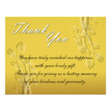 Gold Floral Wedding Thank You Card Personalized Announcement