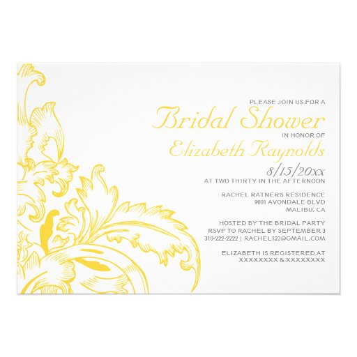 Gold Flourish Bridal Shower Invitations