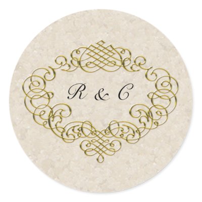 Gold Flourish Wedding Envelope Seals Sticker