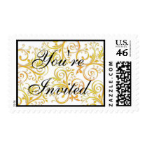 Gold Flourish "You're Invited" Postage postage