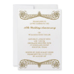 Gold Flower Scroll 50th Wedding Anniversary Party invitations