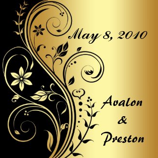 Gold Flower Scrollwork Save The Date Magnet magnet