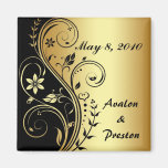 Gold Flower Scrollwork Save The Date Magnet
