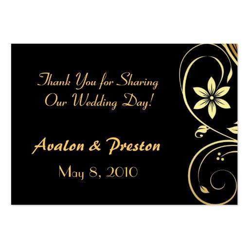 Gold Flower Scrollwork Wedding Table Place Card Business Card Templates (back side)