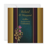 Gold Flowers 50th Wedding Anniversary invitations
