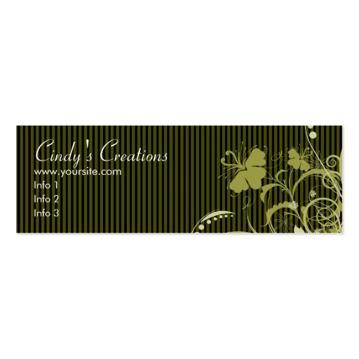 Gold Flowers and Stripes Business Card Templates