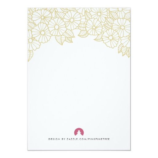 Gold Flowers on White Wedding Insert Card