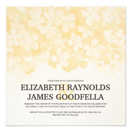 Gold Flowers Wedding Invitations