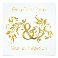 Gold foil ampersand and scroll leaf floral wedding 5.25