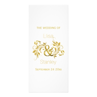 Gold foil ampersand and scroll wedding program