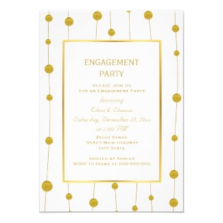 Gold foil beads modern wedding engagement party 5x7 paper invitation card