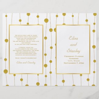 Gold foil beads modern wedding folded program 8.5" x 11" flyer