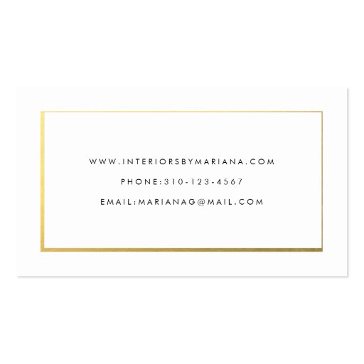 Gold Foil Border on White Business Card Template (back side)