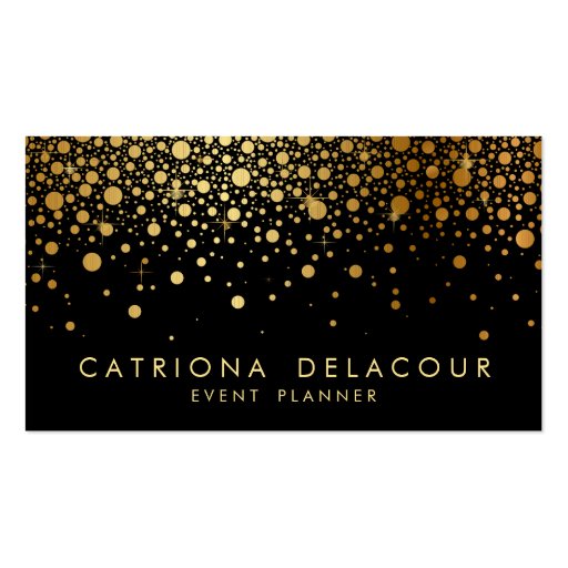 Gold Foil Confetti Business Card | Black and Gold (front side)