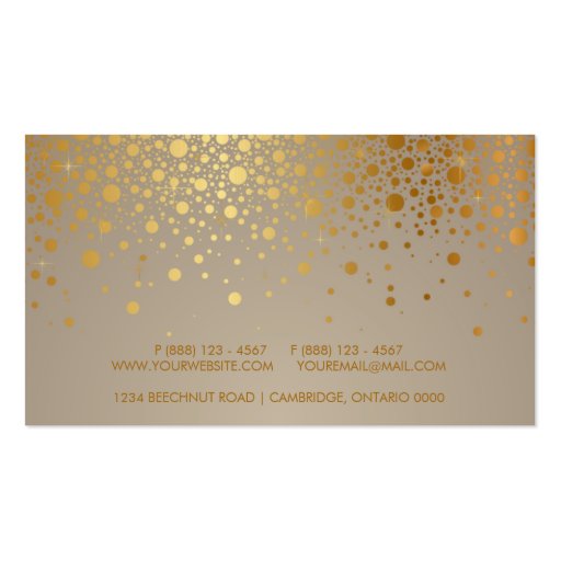 Gold Foil Confetti Dots Modern Business Card (back side)