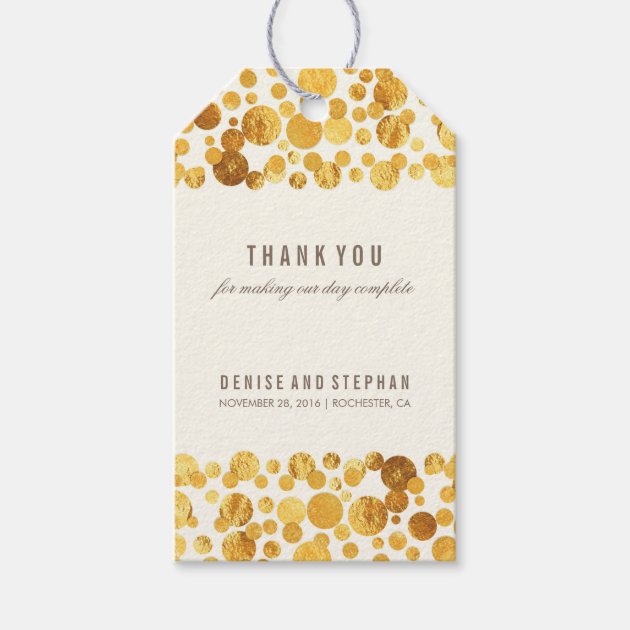 Gold Foil Confetti Wedding Pack Of Gift Tags