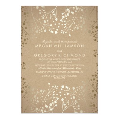 Gold Foil Effect Baby's Breath Wedding Invitations