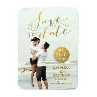 Gold Foil Glamor | Photo Save the Date Magnet