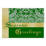 Gold Foil Green Damask Christmas Holiday Card