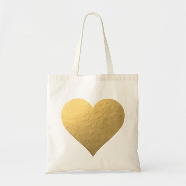 Gold Foil Heart Tote Bag