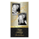 Gold Foil Lace Holiday Gold Ribbon Photo Card