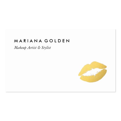 Gold Foil Lips Makeup Artist Business Card (front side)