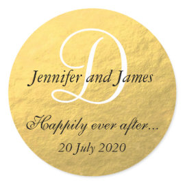 Gold Foil Monogram Stickers for Wedding Favors