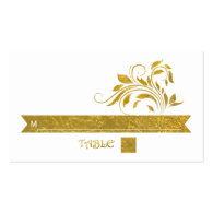 Gold foil scroll leaf floral wedding place card business cards