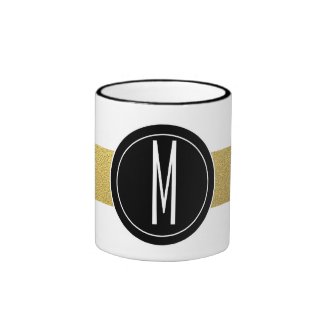 GOLD FOIL STRIPES | BLACK MONOGRAM RINGER COFFEE MUG