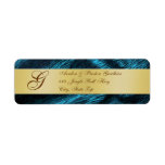 Gold Foil Teal Monogram New Years Address Labels