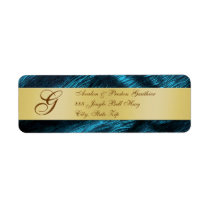 Gold Foil Teal Monogram New Years Address Labels