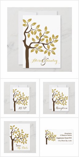 Gold foil tree wedding collection